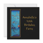 Vintage Asian Sharks Art 50th Birthday invitations