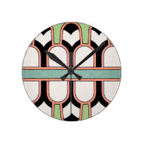 Vintage Assyrian Art Deco Geometric Pattern Mint Wallclock
