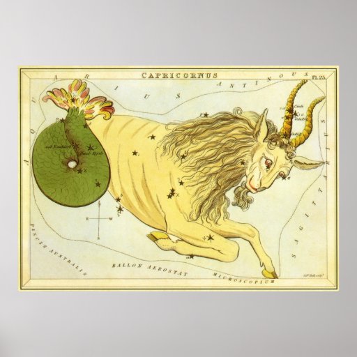 Vintage Astrology Capricorn Constellation Zodiac Print
