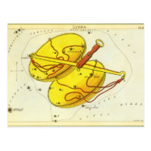 Vintage Astrology Libra Scale Constellation Zodiac Post Card