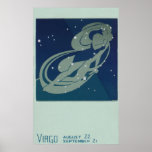 Vintage Astrology, Virgo Constellation, Zodiac Print
