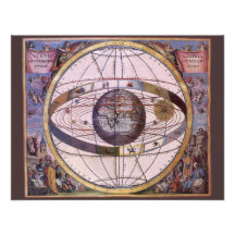 Vintage Astronomy, Antique Ptolemaic Solar System Personalized Invitation