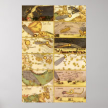 Vintage Astronomy, Celestial Constellations Stars Posters