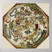 Vintage Astronomy, Celestial Map by Peter Apian Print