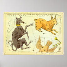 Vintage Astronomy, Celestial Map Star Chart in Sky Print