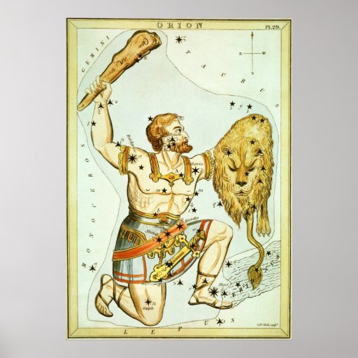 Vintage Astronomy, Celestial, Orion Constellation Posters