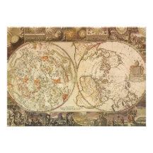Vintage Astronomy, Celestial Planisphere Map Invitation