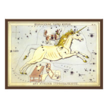 Vintage Astronomy, Unicorn Monoceros Constellation Invites