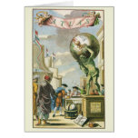 Vintage Atlas Frontispiece, World Globe Greeting Card