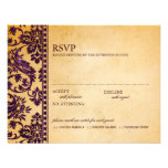 Vintage Aubergine Damask Lace Wedding RSVP Announcements