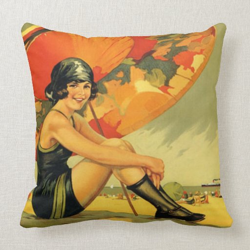 Vintage Australian Beach Poster Pillows