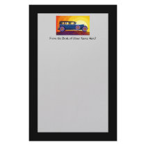 Vintage Automobile Rainbow Sunset Personalized Stationery