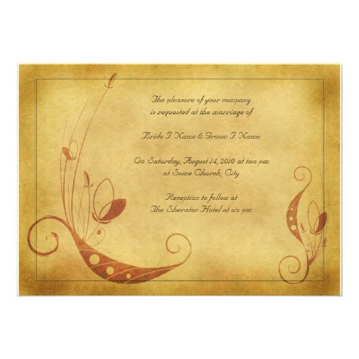 Vintage Autumn Country Floral Wedding Invitation