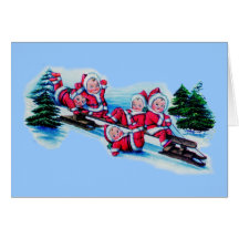 Vintage Babies in Santa Suits Card
