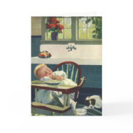 Vintage Baby Asleep in the Highchair card