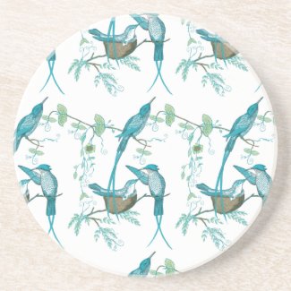 Vintage Baby Bird with Moma and Papa Bird Coasters coaster