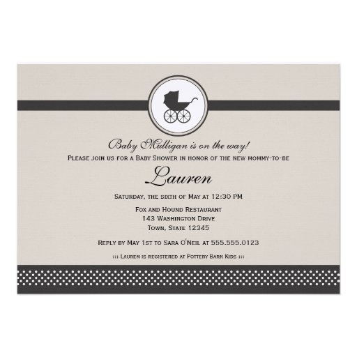 Vintage Baby Carriage Baby Shower Custom Invitation