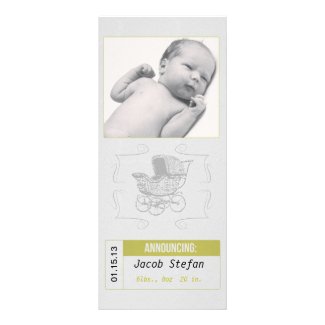 Vintage Baby Carriage Unisex Birth Announcement