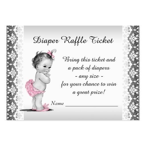 Vintage Baby Girl Diaper Raffle Ticket Business Card (front side)