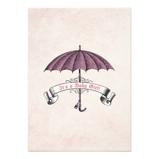 Vintage Baby Girl Shower Invitation