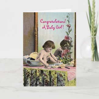 Vintage Baby On A Dressing Table Cards