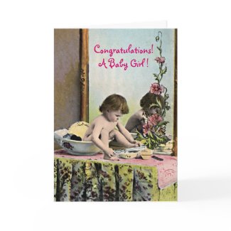 Vintage Baby On A Dressing Table Cards