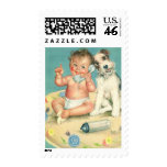 Vintage Baby on the Phone Postage Stamps