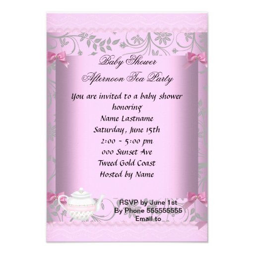 Vintage Baby Shower Girl Pink Baby in Teacup 3 Custom Invite