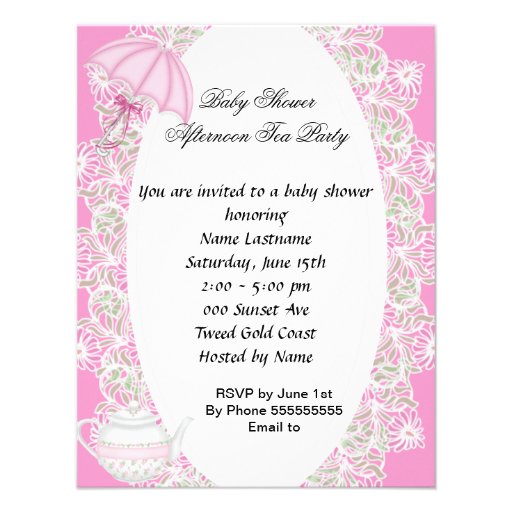Vintage Baby Shower Girl Pink Baby in Teacup Announcement