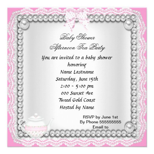 Vintage Baby Shower Girl Pink Baby Teacup lace Personalized Announcements