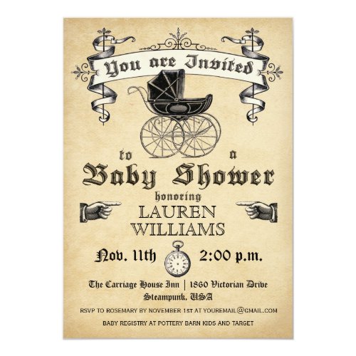 Vintage Baby Shower Invitation II