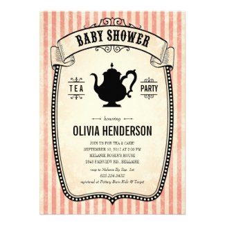 Vintage Baby Shower Tea Party Invitations