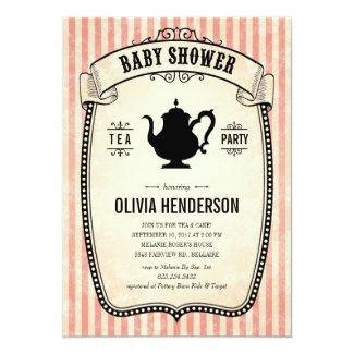 Vintage Baby Shower Tea Party Invitations