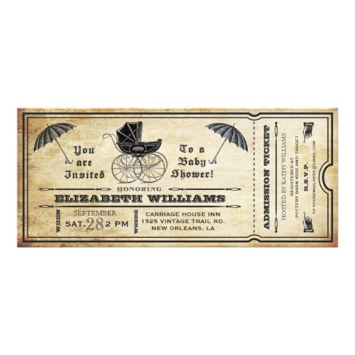 Vintage Baby Shower Ticket Invitation