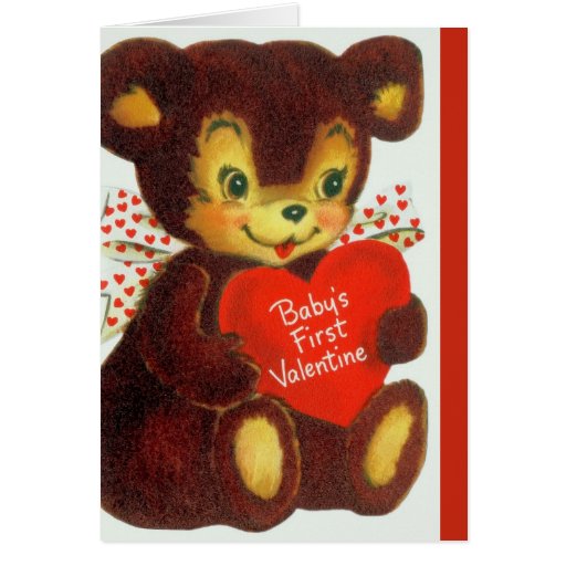 Vintage Baby's 1st Valentine's Day Teddy Bear Card | Zazzle