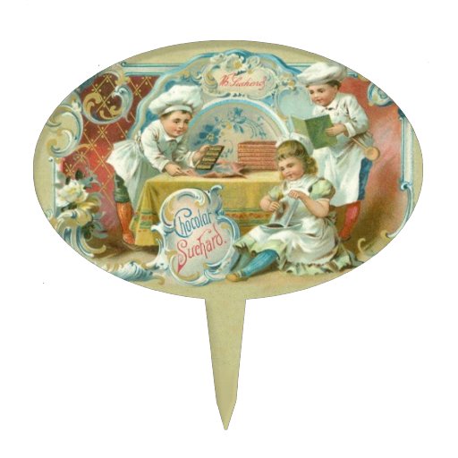 Vintage Baking with Chocolate Advertising Cake Topper