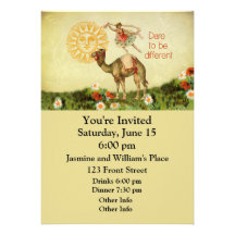 Vintage Ballerina, Flowers, and Camel Collage Announcements