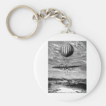 Vintage Balloon Balloonist with Parachute Key Chain