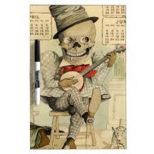 Vintage Banjo Playing Skeleton Dry-Erase Board