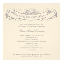Vintage Banner Baptism/Christening Invitation