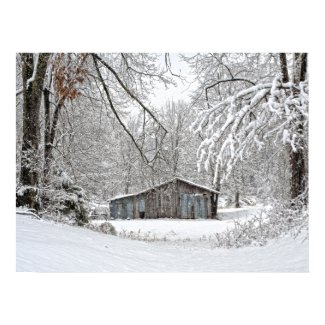 Vintage Barn in Fresh Snow - Rural Tennessee Poster