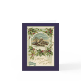 Vintage Barn in Snow Christmas Card card