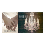 vintage barn purple chandelier wedding thankyou picture card