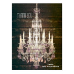 vintage barn purple chandelier wedding thankyou postcards