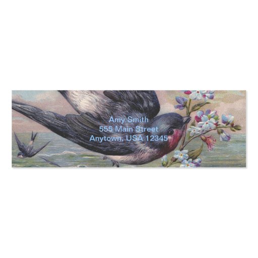 Vintage Barn Swallow and Flowers Business Card Templates (front side)