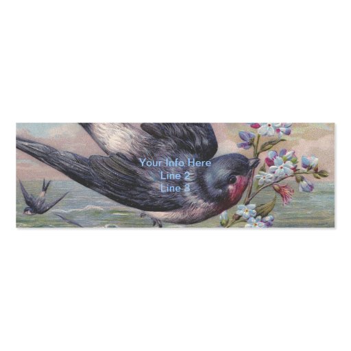 Vintage Barn Swallow and Flowers Business Card Templates (back side)