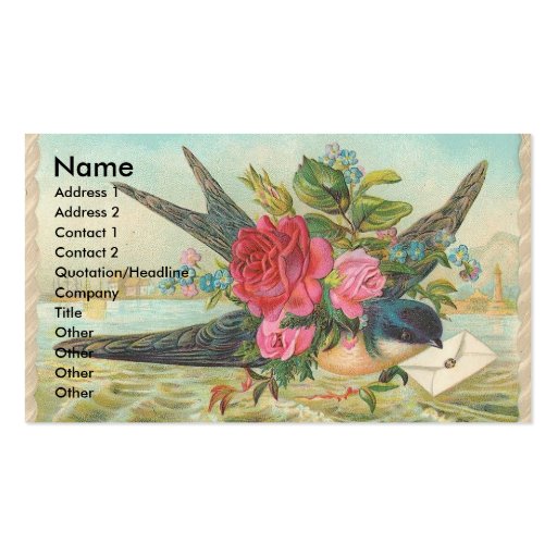 Vintage Barn Swallow Delivers An Envelope Business Cards (front side)