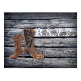 vintage barnwood Cowboy Boots Country wedding Post Cards