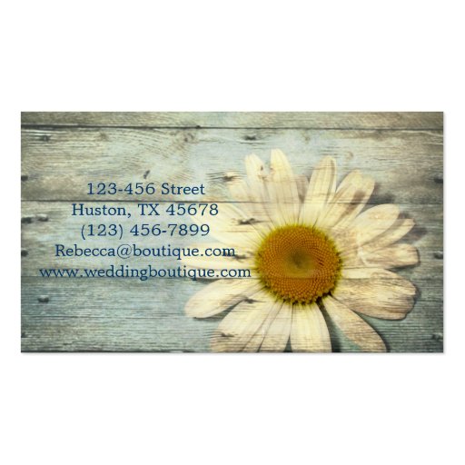 vintage barnwood daisy western country floral business card template (back side)