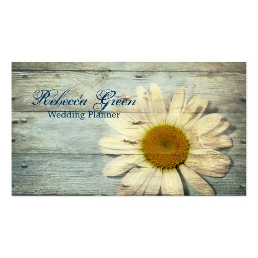 vintage barnwood daisy western country floral business card template (front side)